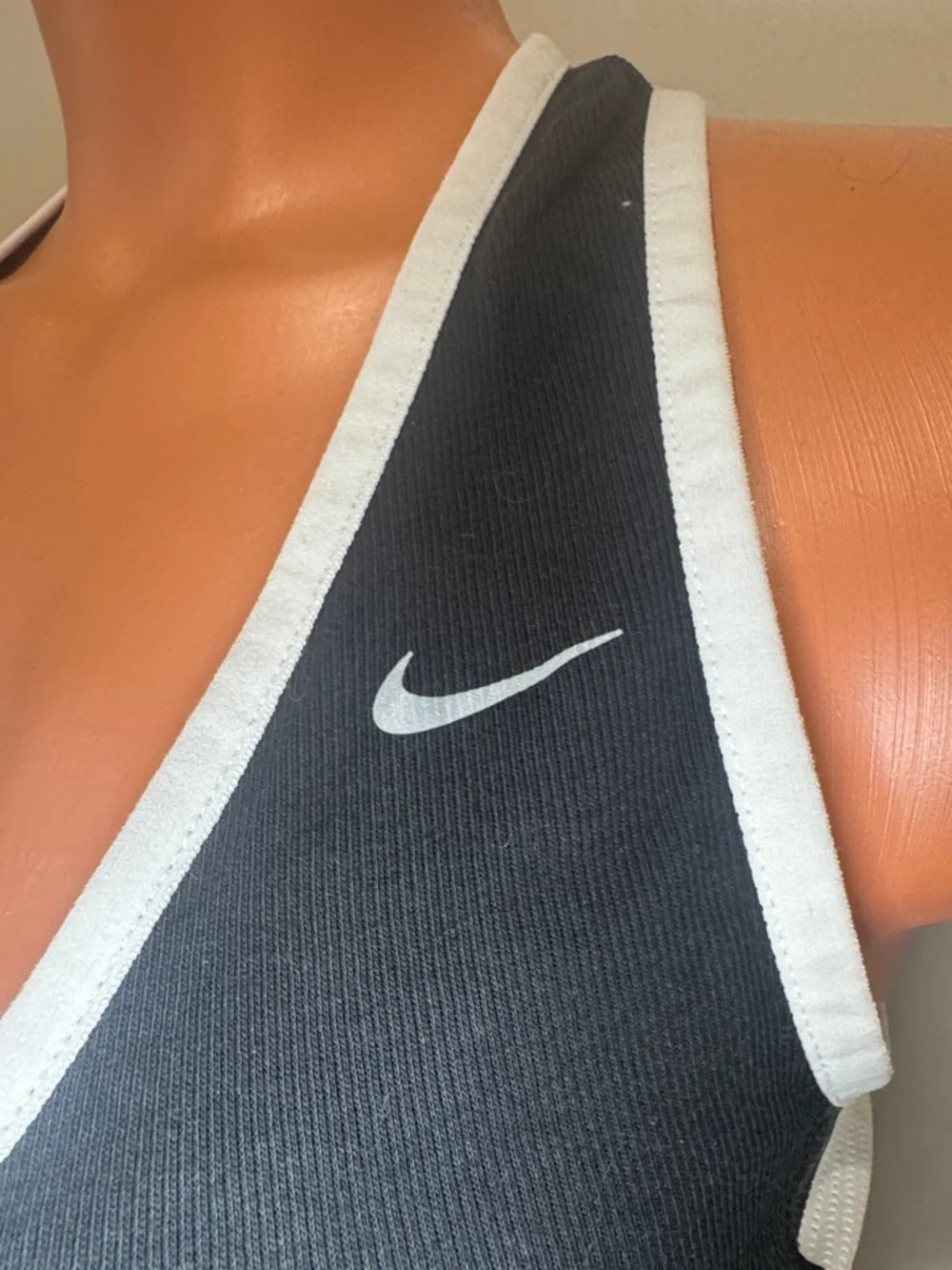 NIKE DRI-FIT Nautical Navy White V Neck Tank Stripe Insets S Small $40 EUC KL